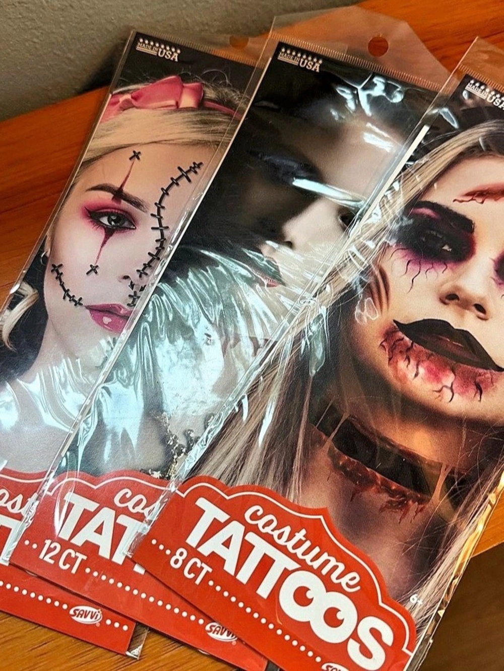 Savvi Costume Tattoos Temporary Halloween Tattoos NWT